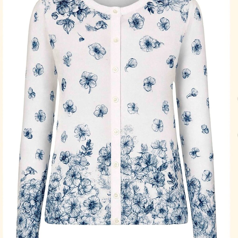 🌸 Karen Scott Floral Jersey Cardigan – Size Small (NWT)